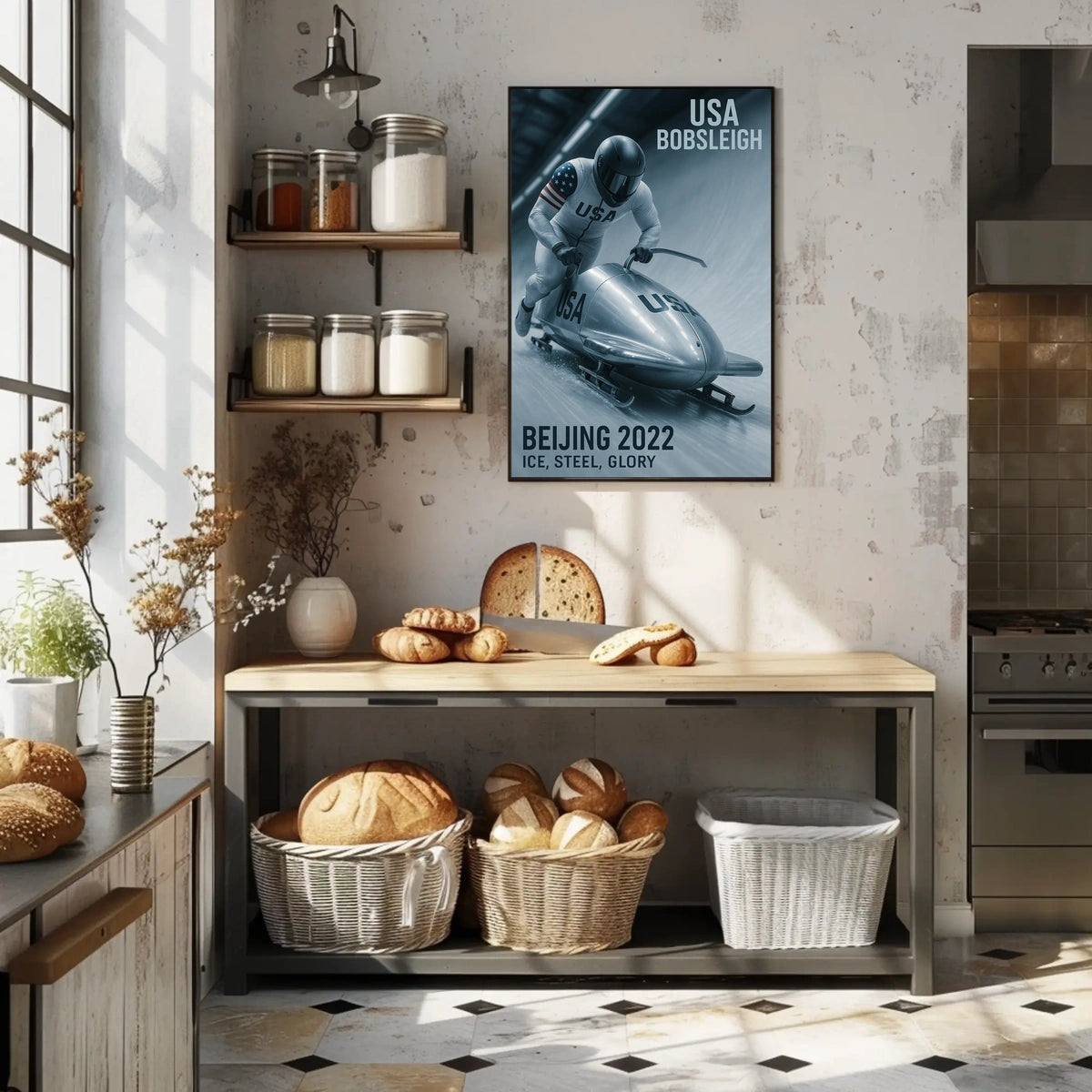 Beijing 2022 USA Bobsleigh Poster