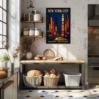 Stylized New York Urban Energy: Times Square Travel Poster