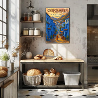 Chefchaouen Watercolor Poster: Blue Pearl Serenity