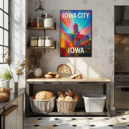 Vivid Iowa City Urban Skyline Cityscape Realism Photography Artistry Timeless Midwest Creative Vibe Poster