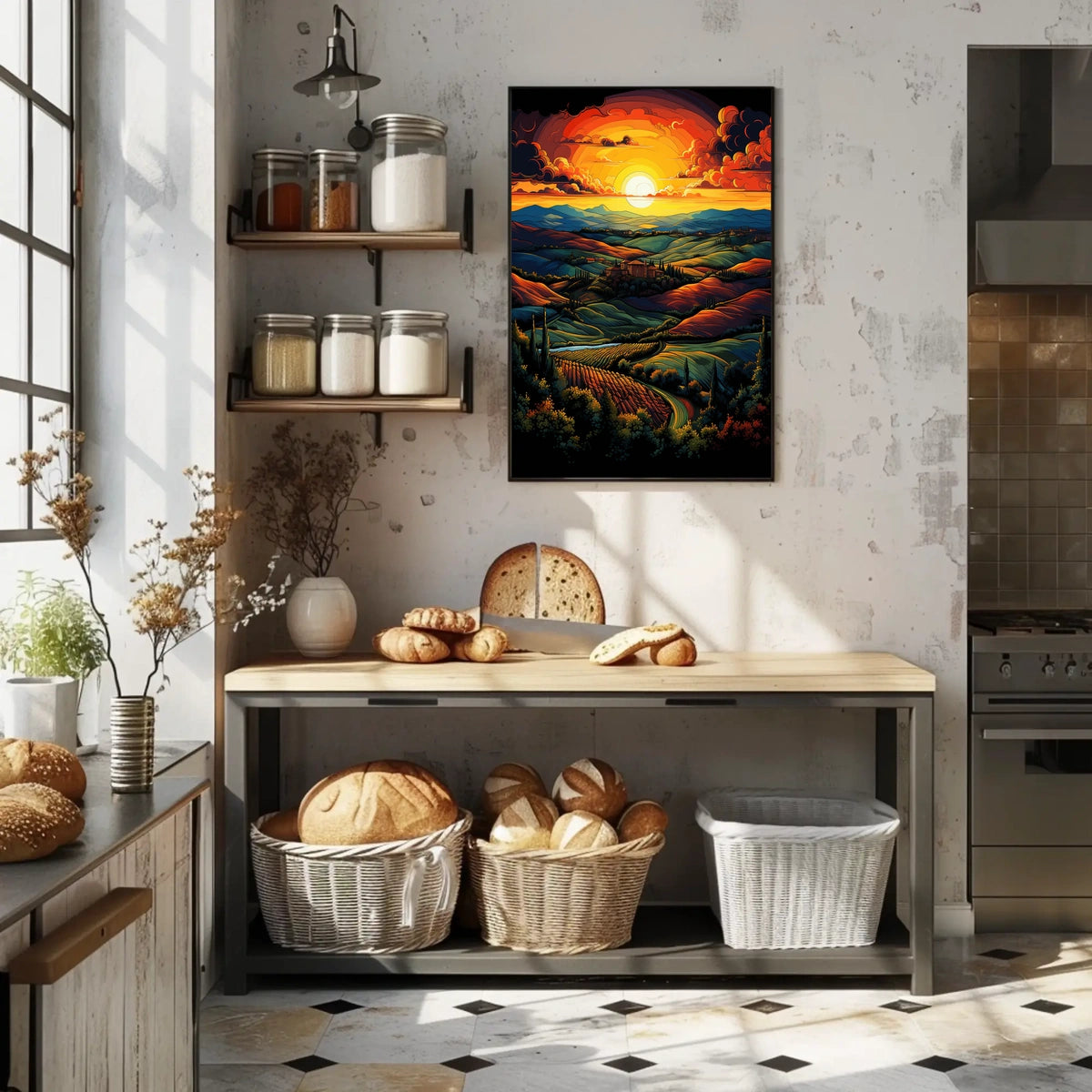 Tuscan Countryside Sunset Scenic Travel Poster