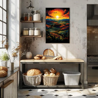 Tuscan Countryside Sunset Scenic Travel Poster