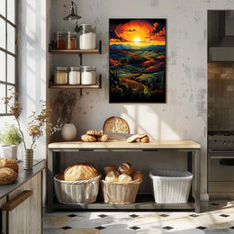 Tuscan Countryside Sunset Scenic Travel Poster