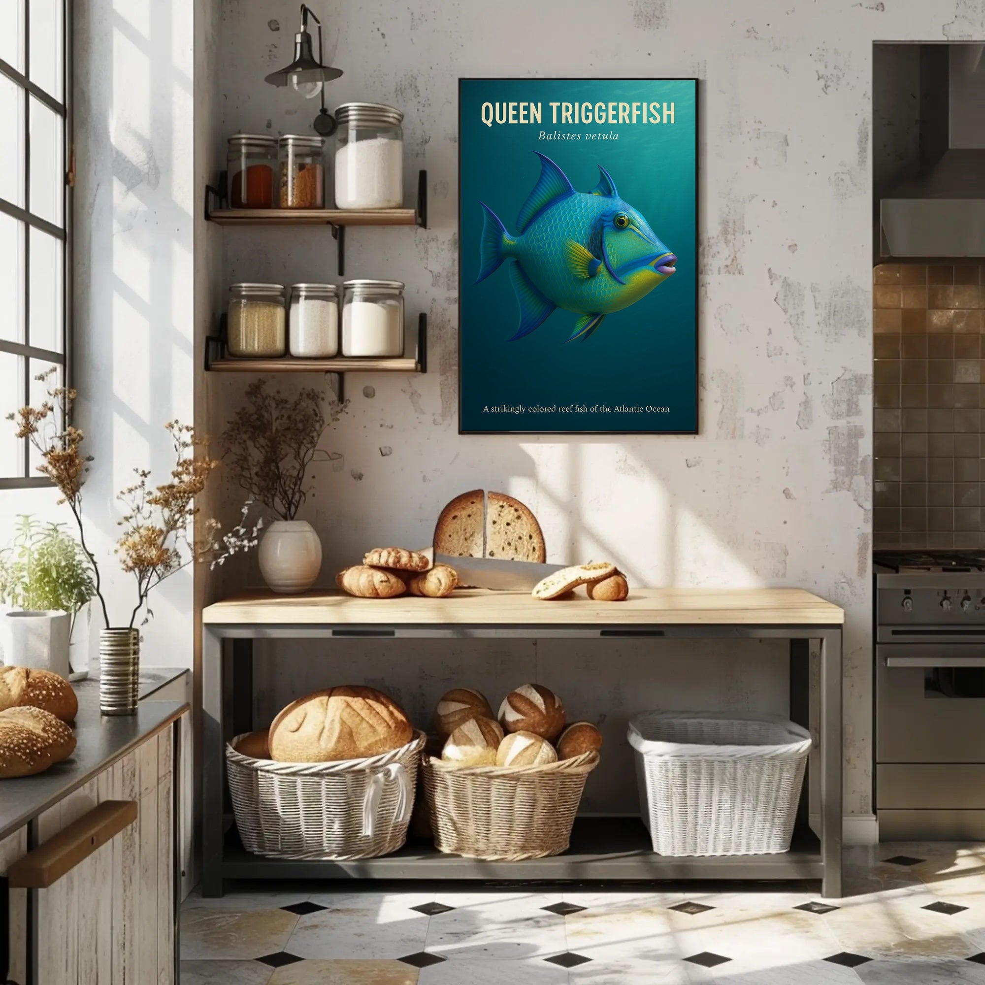 Queen Triggerfish Marine Life Educational Poster PosterGoat