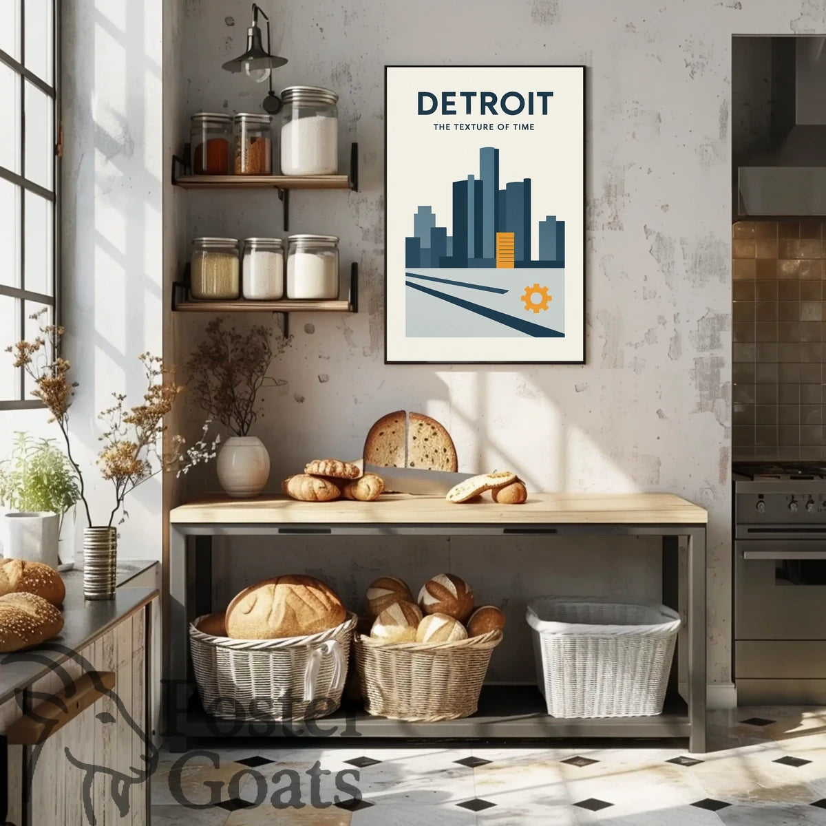 Detroit Cityscape Modern Industrial Urban Artwork Poster