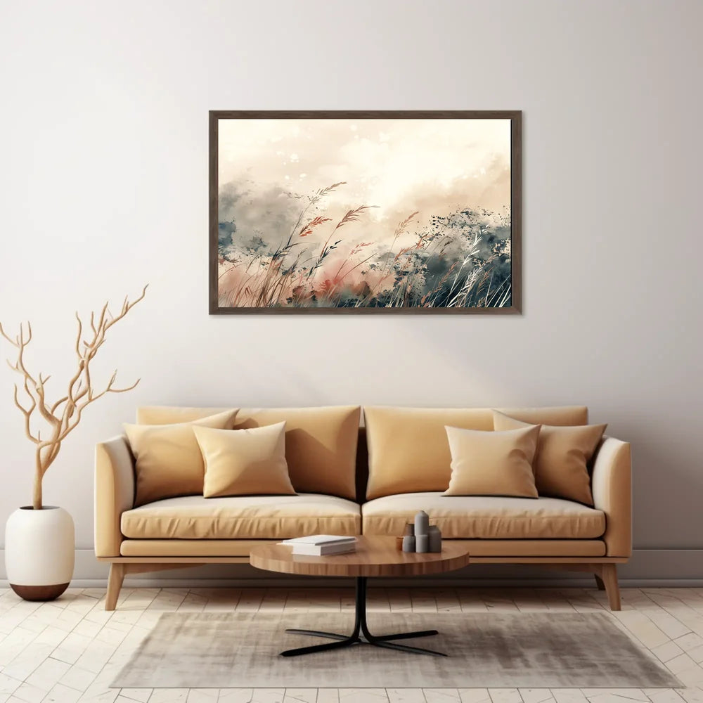 This poster features an artistic depiction of a serene natural landscape. The core Travel Poster