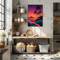 Matira Beach Retro Sunset Travel Poster PosterGoat