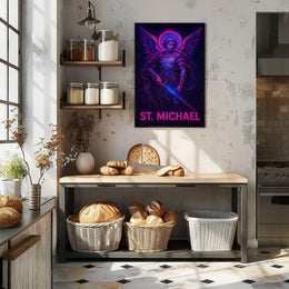 Neon Saint Michael Poster