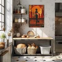 Urban Elegance: Vintage Cityscape Silhouette Poster