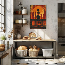 Urban Elegance: Vintage Cityscape Silhouette Poster