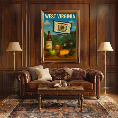 West Virginia Coal Whiskey Cheese Apple Bridge Travel Poster