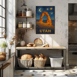 Delicate Arch Under Starry Night in National Park Poster