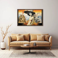 Surreal Silver-Haired Woman in Artistic Poster