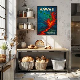 Hawaii Volcano Adventure: Vibrant Tropical Art Poster