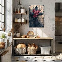 Gothic Cross With Roses Design Poster