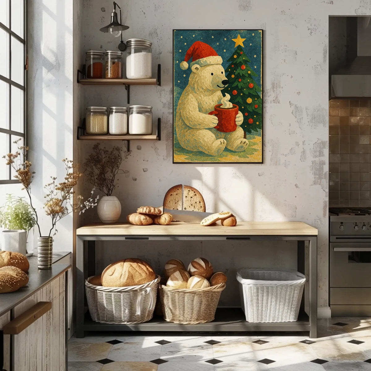 Festive Polar Bear Holiday Poster