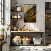 Amalfi Coast Poster Wall Art for Coastal Decor and Travel