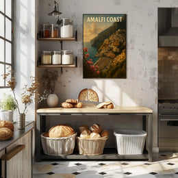 Amalfi Coast Poster Wall Art for Coastal Decor and Travel
