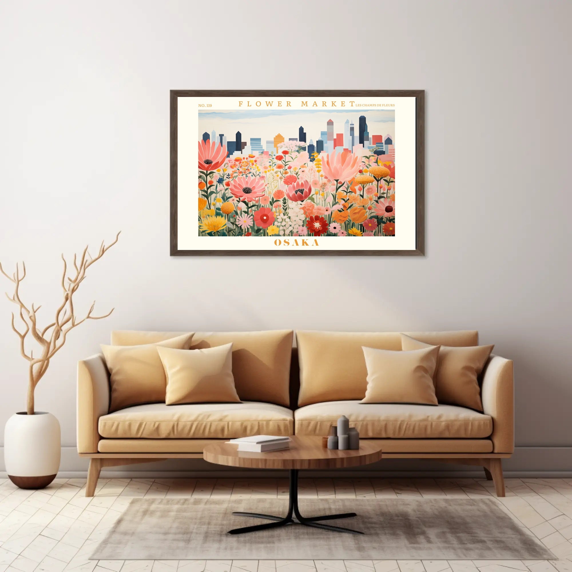 Vibrant Flower Market In Osaka Urban Or Cityscape Poster