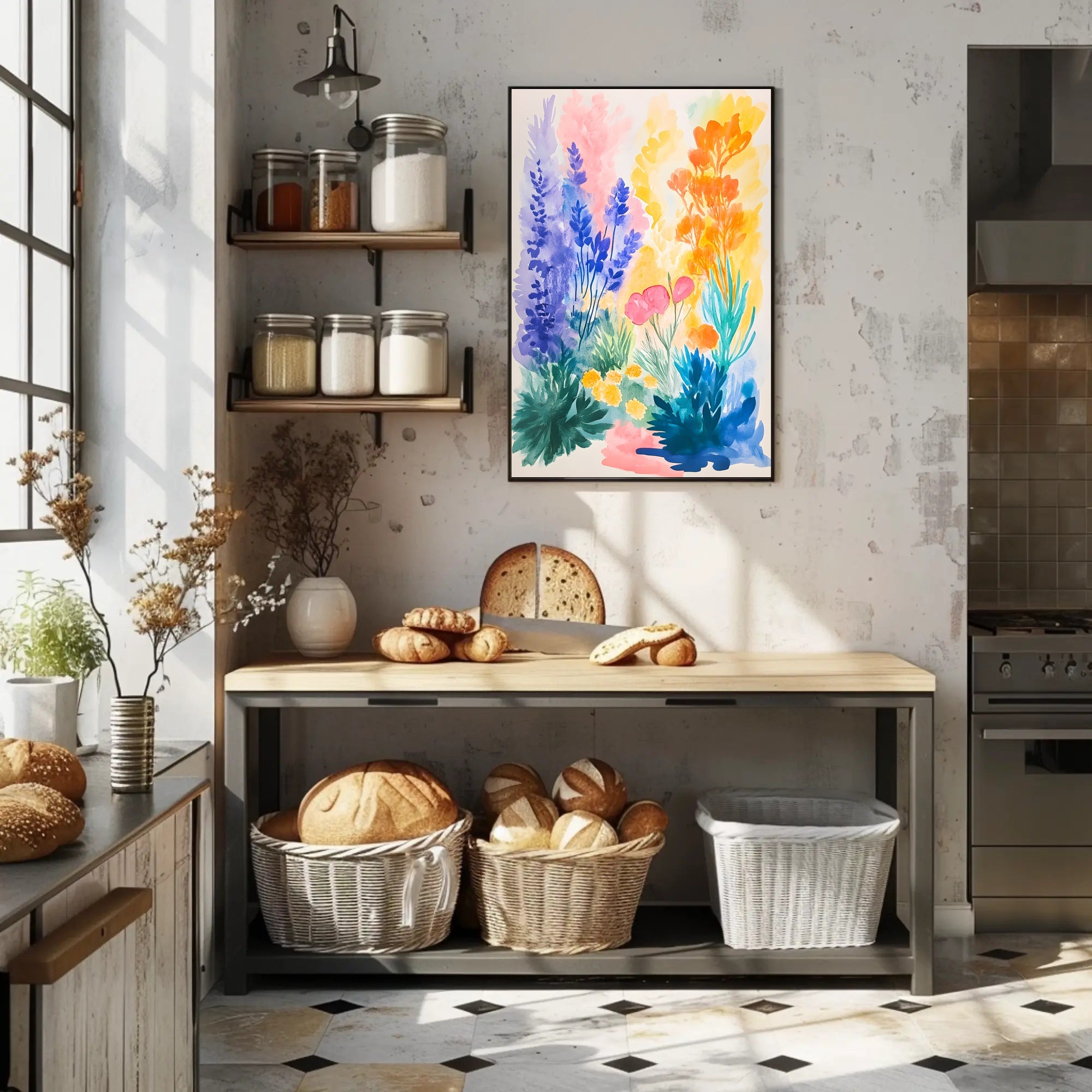 Vibrant Floral Travel Poster Wall Art for Home Decor