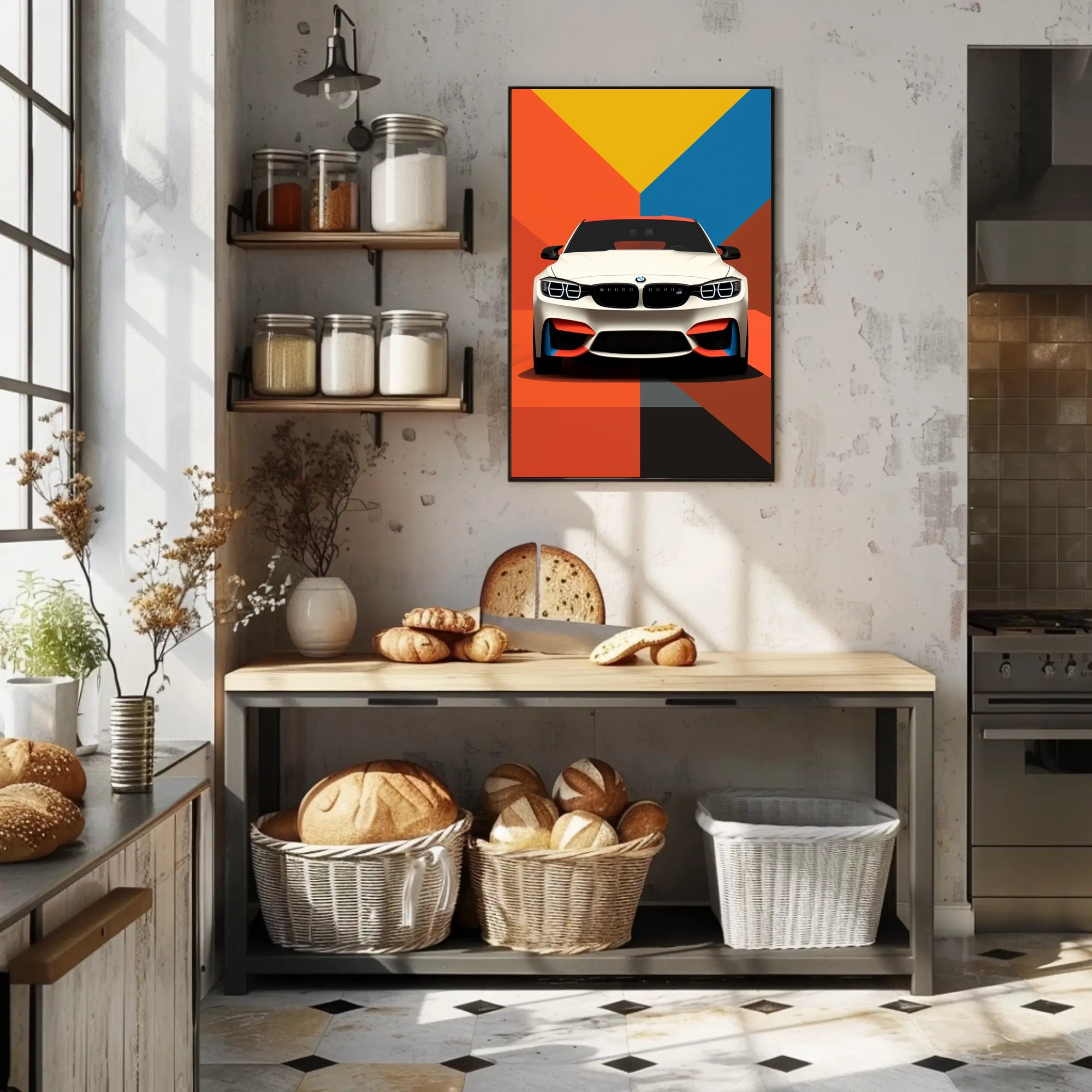 Bold and Dynamic Automotive Art Poster PosterGoat