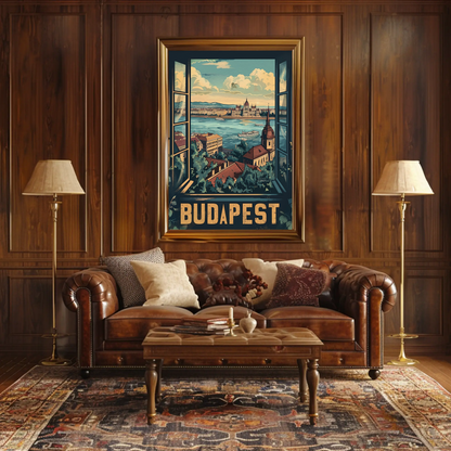 Budapest Window View Travel Poster