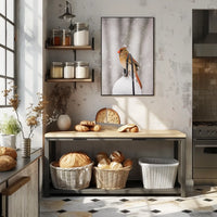 Winter Bird in Snowfall: Serene Animal Poster