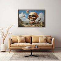 Eerie Skull Landscape Under A Futuristic Sci-Fi Poster