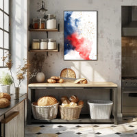 splash design in red white and blue tones Poster