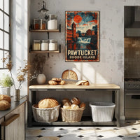 Pawtucket Mill Scene Heritage Retro Lithograph Poster
