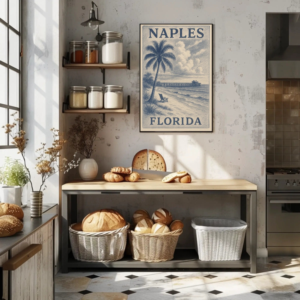 Naples Florida Poster Wall Art 18x24 Gulf Coast Beach Town