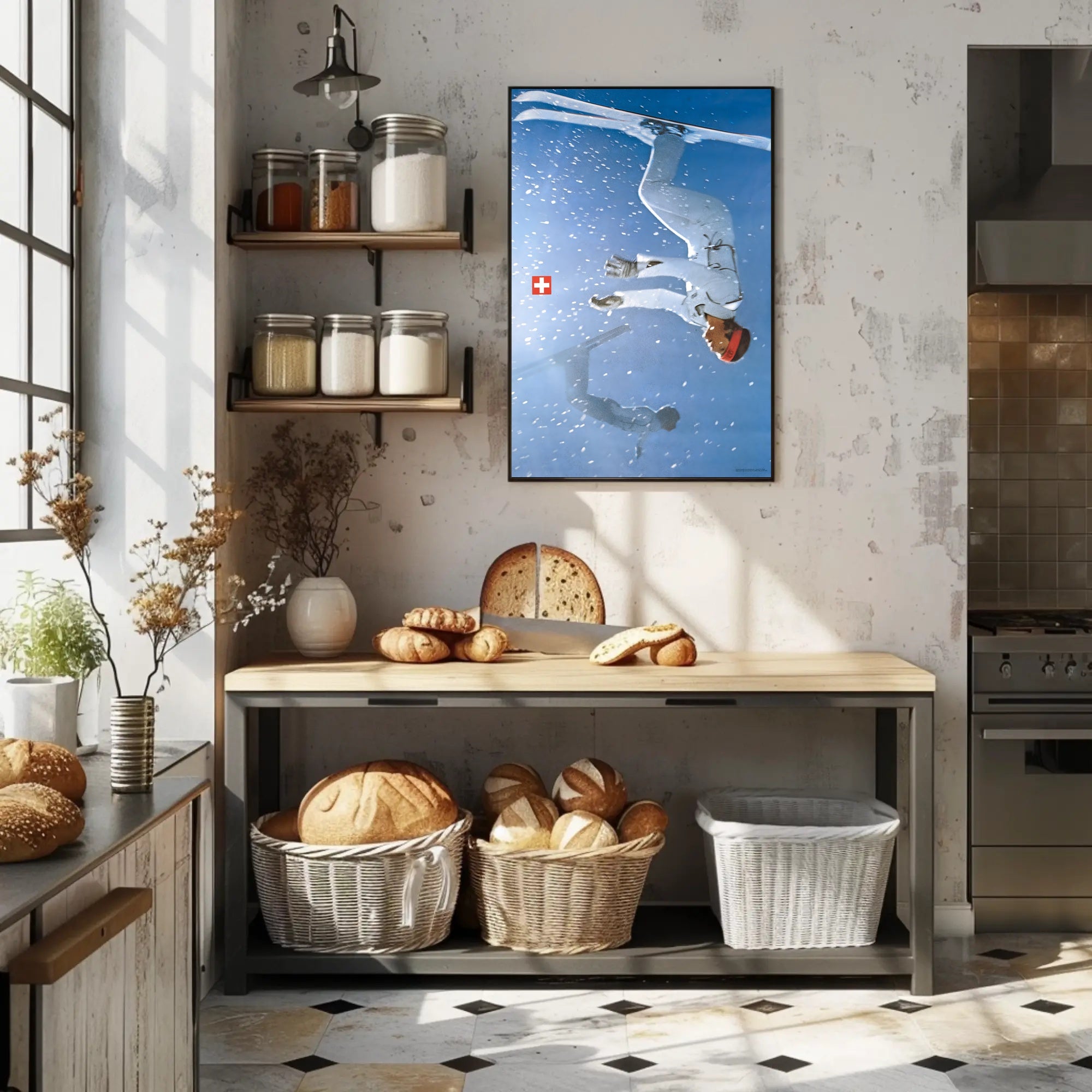 Upside Down Ski Adventure Poster PosterGoat