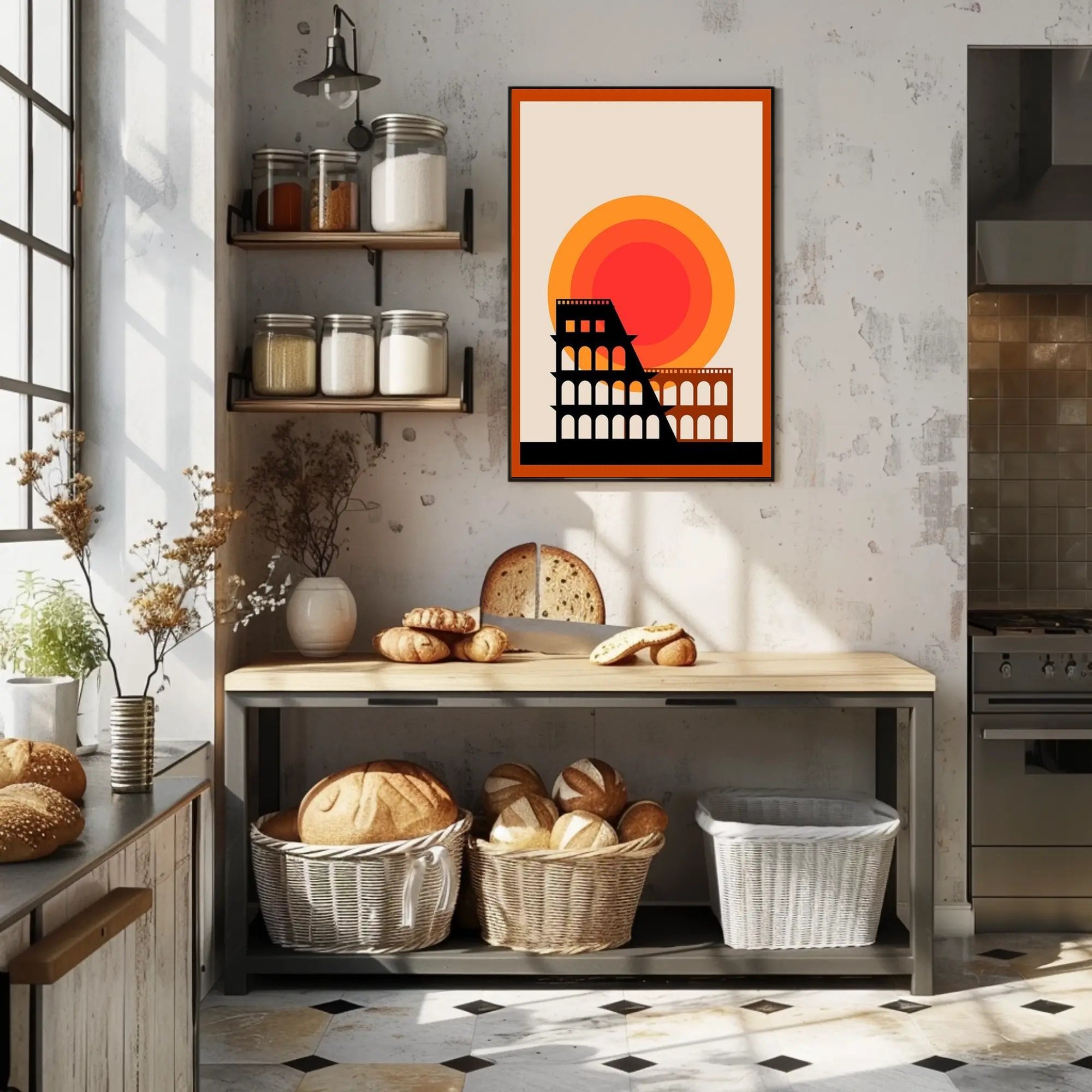 Modern Coliseum Silhouette Poster PosterGoat