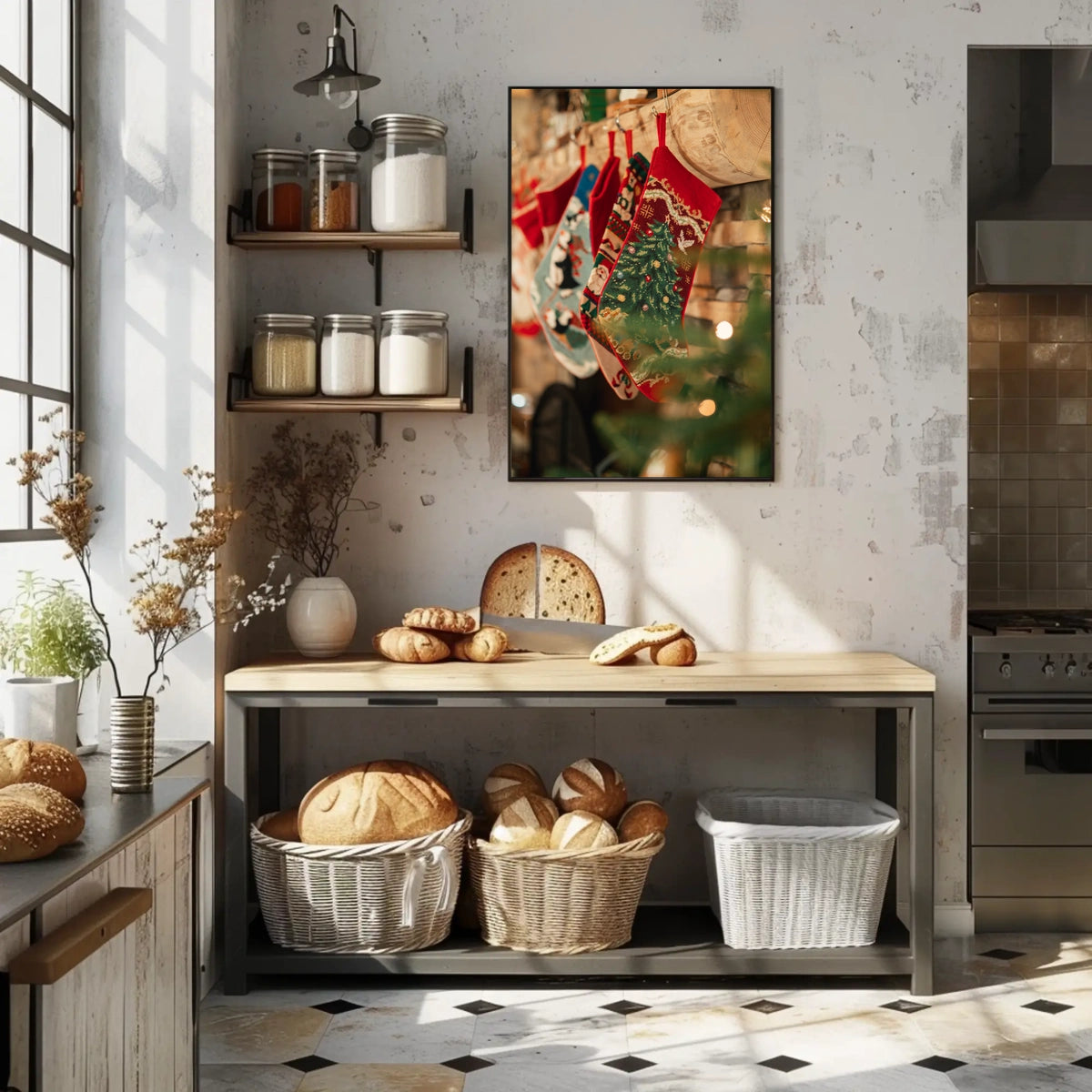 Festive Christmas Stockings Poster