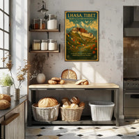 Lhasa Vintage Travel Poster with Tibetan Spiritual Essence