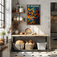 Saint Michael Archangel Wall Art Poster For Catholic Decor Sacred Guardian Artwork