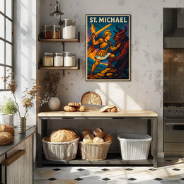 Saint Michael Archangel Wall Art Poster For Catholic Decor Sacred Guardian Artwork