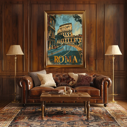 Rome Colosseum Vintage Italy Travel Poster
