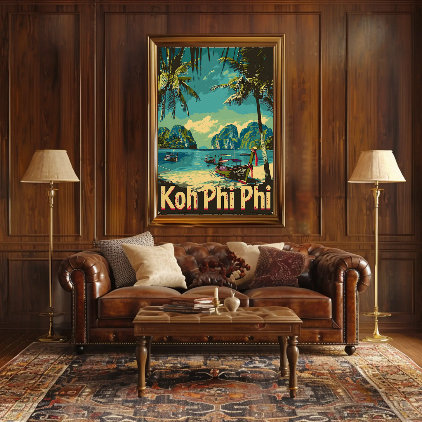 Koh Phi Phi Longtail Boats Thailand Travel Poster