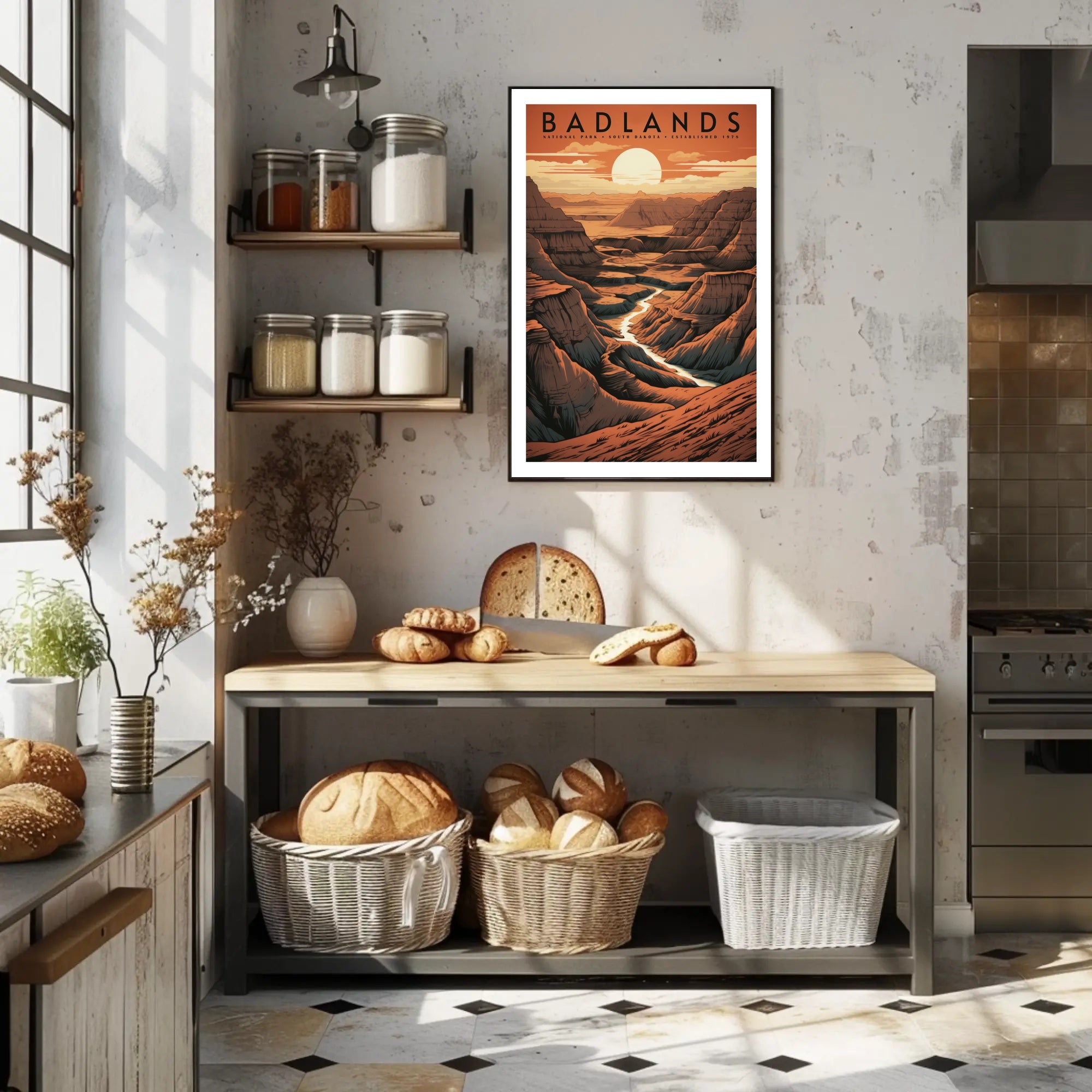 Badlands National Park Travel Poster Vintage Wall Art