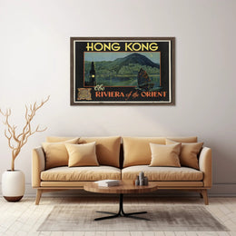 Vintage Hong Kong Poster with Night Skyline PosterGoat