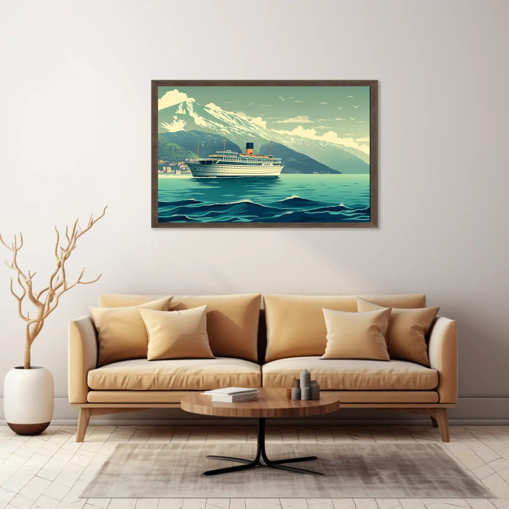 Vintage Ocean Liner Scenic Travel Poster Print