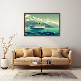 Vintage Ocean Liner Scenic Travel Poster Print
