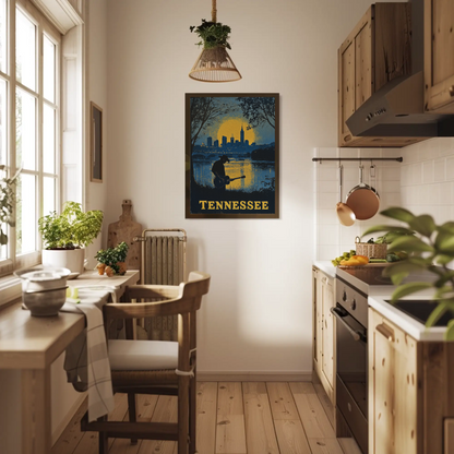 Tennessee Vintage Poster - Music and Cityscape