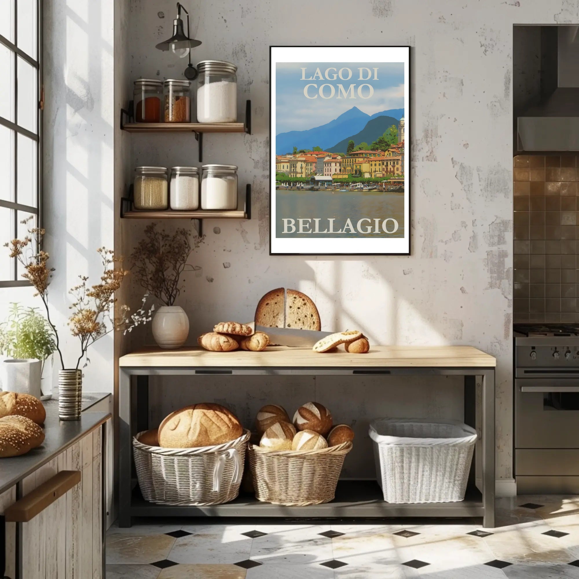 Scenic Bellagio Lake Como Italian Travel Poster
