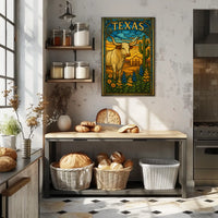 Texas Stained Glass Art Poster