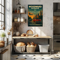 Woodward Avenue Detroit Vintage Cultural Heritage Poster