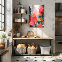 Urban Nature Fusion: Vibrant Cityscape Meets Botanical Wonderland Poster