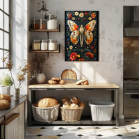 Vibrant Butterfly and Botanicals Artistic Poster
