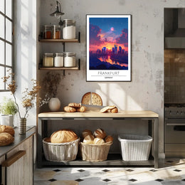 Frankfurt Skyline at Vibrant Sunset Urban or Cityscape Poster